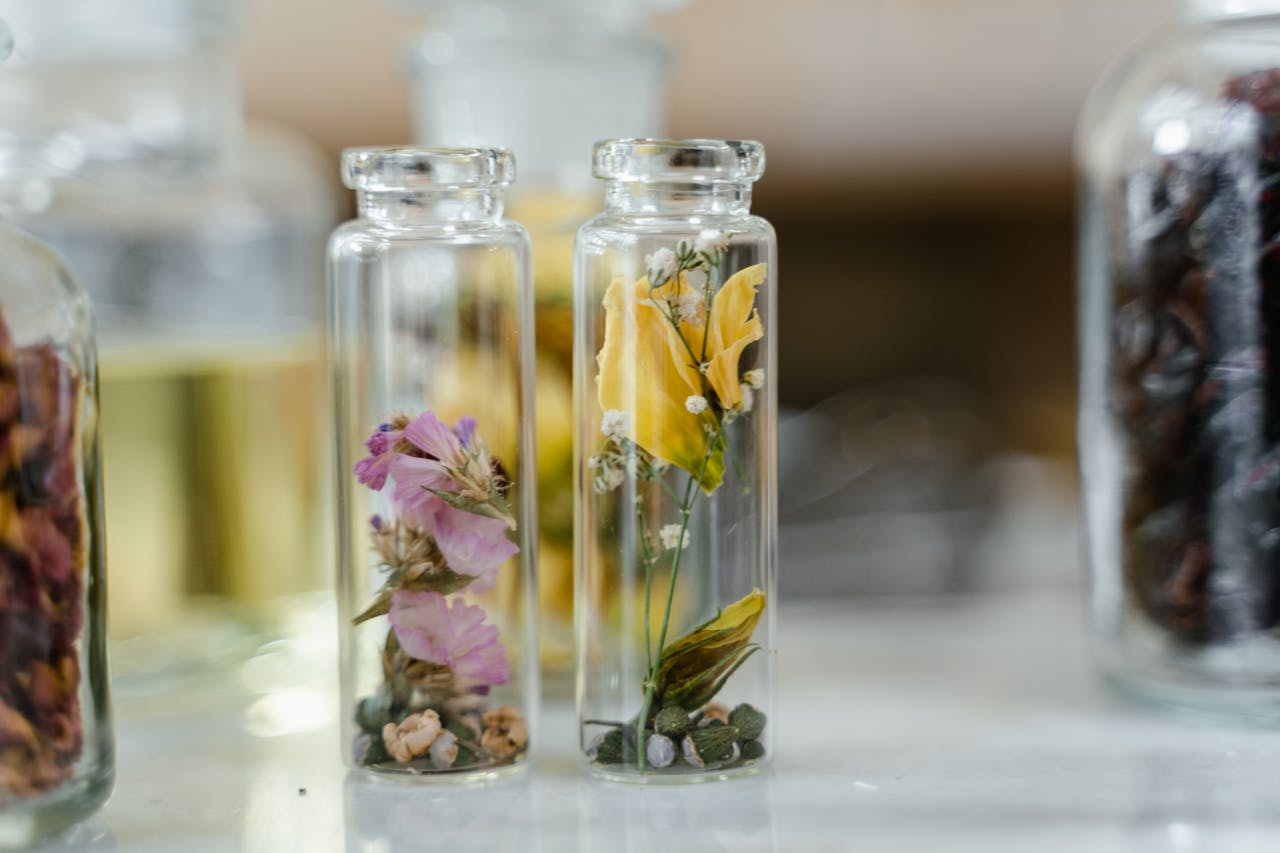 Crafting Captivating Headlines: Your awesome post title goes here Elegant glass jars with dried flowers for aromatherapy or decoration.